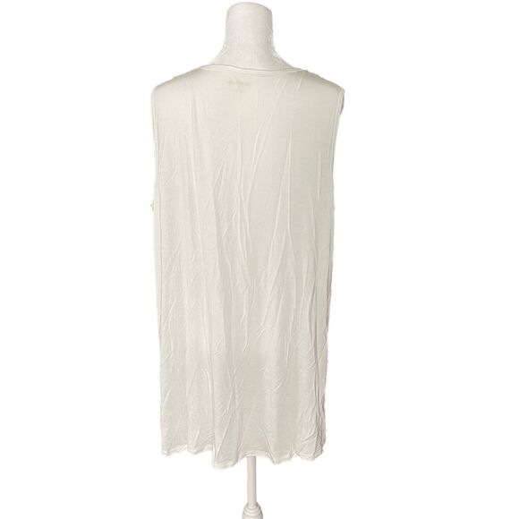 Lands End XL Tunic Tank Top Vneck Sleeveless White Side Slits Flowy Basic - Picture 7 of 7